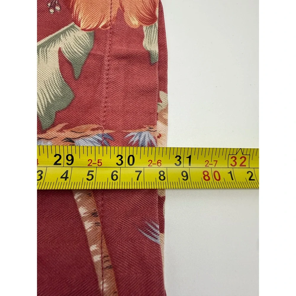 Tommy Bahama Mens XXL Red Silk Hula Girl Palm Tree Tropical Camp Shirt
